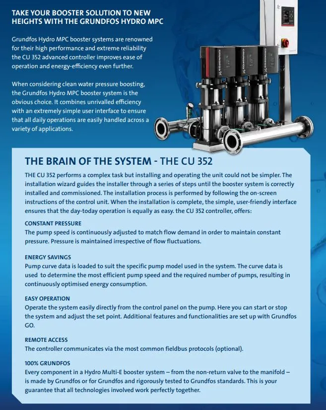 Grundfos Hydro MPC-E Dual CRIE 3 Automatic Variable Speed Pressure Boosting Pump Package (Max 180LPM)