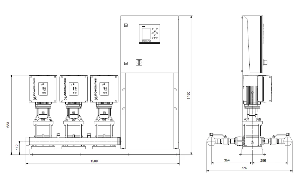 Grundfos Hydro MPC-E Triple CRIE 5 Automatic Variable Speed Pressure Boosting Pump Package (Max 500LPM)
