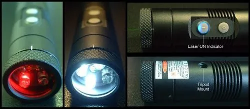 Hotech Astro Aimer G3 - Red/White LED Flashlight w/Green Laser Pointer
