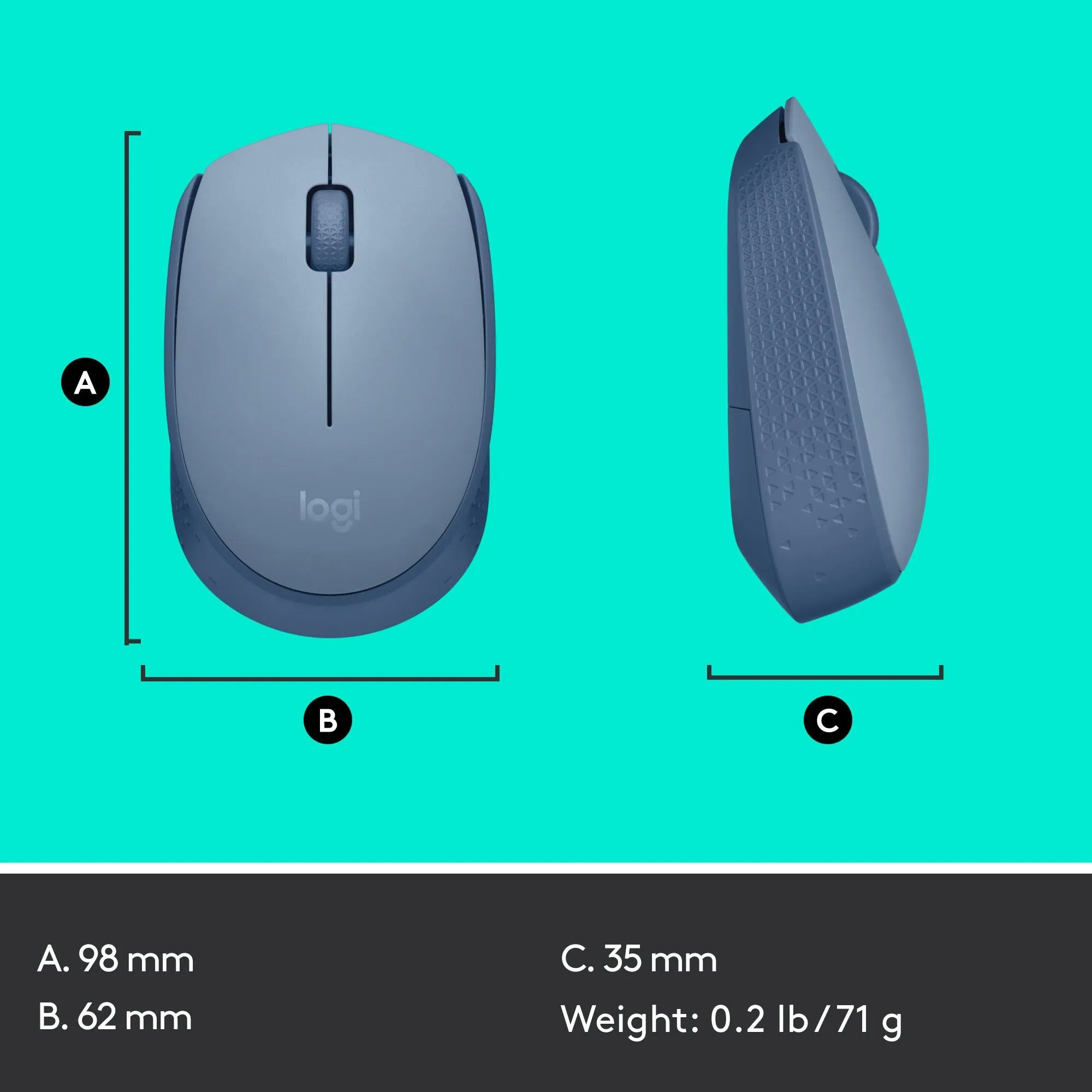 Logitech M171 Wireless Mouse (Blue Grey)
