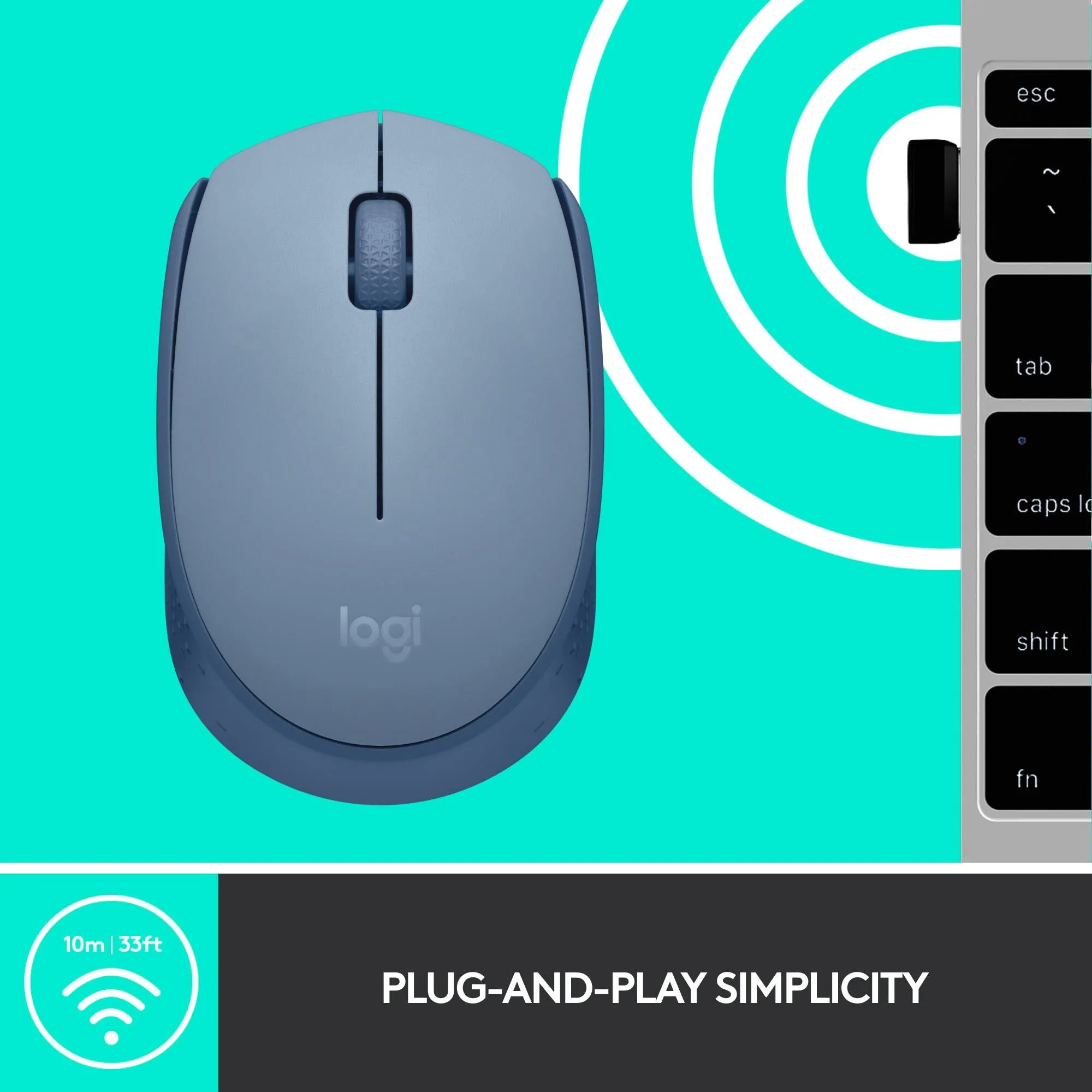 Logitech M171 Wireless Mouse (Blue Grey)