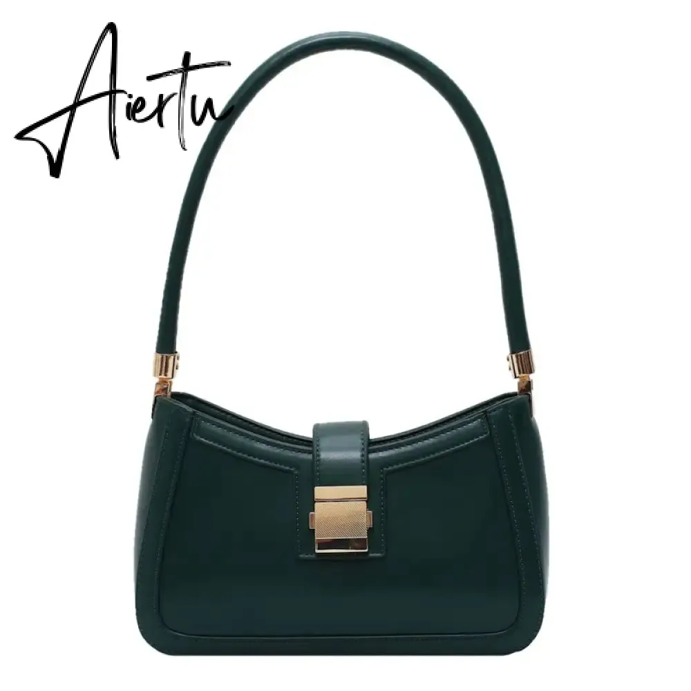 Luxury Brand Pu Leather Solid Color Shoulder Bags For Women  Hit Lock Handbags Small Travel Handbag Lady Fashion Bag