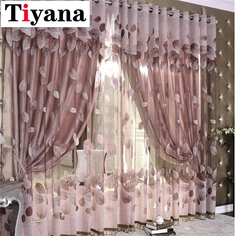 Luxury Modern Leaves Designer Curtain Tulle Window Sheer Curtain For Living Room Bedroom Kitchen Window Screening Panel P347Z30