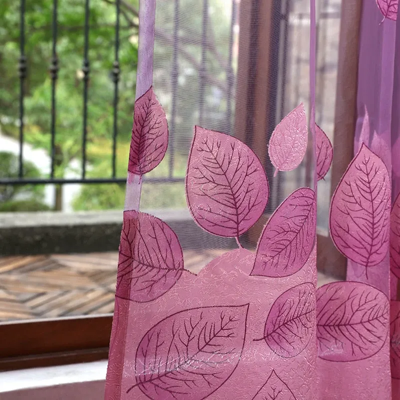 Luxury Modern Leaves Designer Curtain Tulle Window Sheer Curtain For Living Room Bedroom Kitchen Window Screening Panel P347Z30