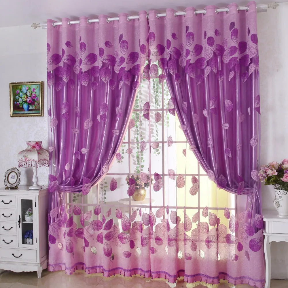 Luxury Modern Leaves Designer Curtain Tulle Window Sheer Curtain For Living Room Bedroom Kitchen Window Screening Panel P347Z30