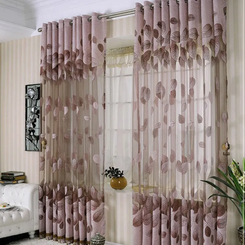 Luxury Modern Leaves Designer Curtain Tulle Window Sheer Curtain For Living Room Bedroom Kitchen Window Screening Panel P347Z30