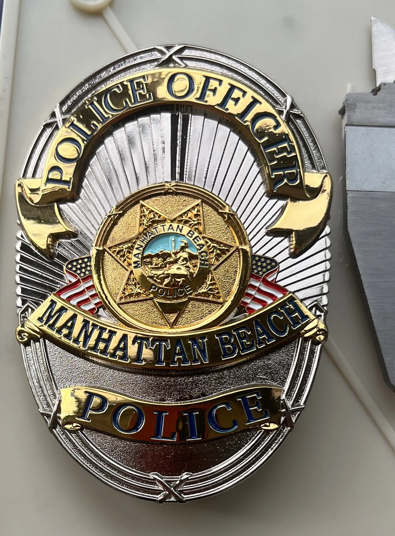 MANHATTAN BEACH POLICE REPLICA BADGE Customized badges