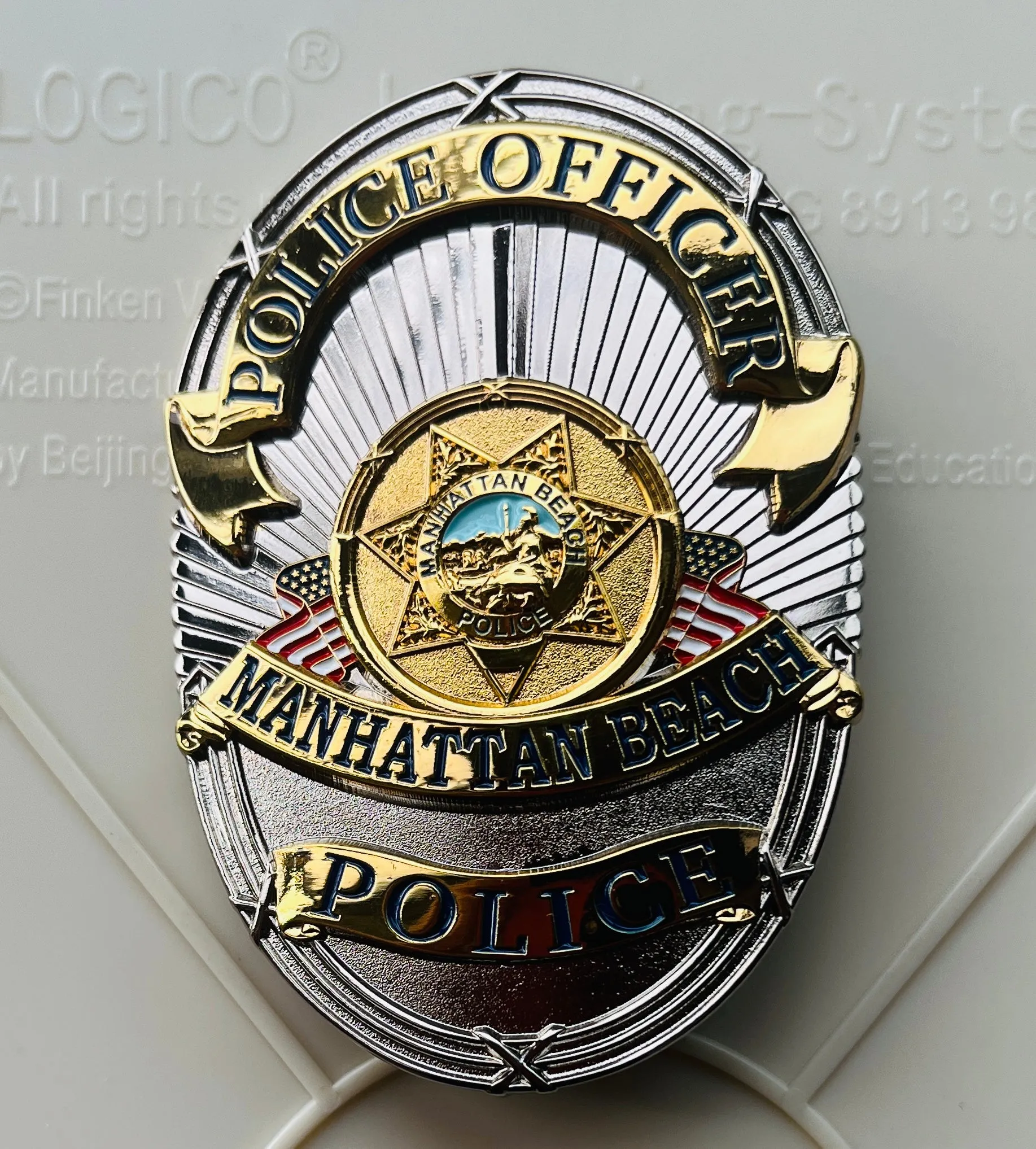 MANHATTAN BEACH POLICE REPLICA BADGE Customized badges