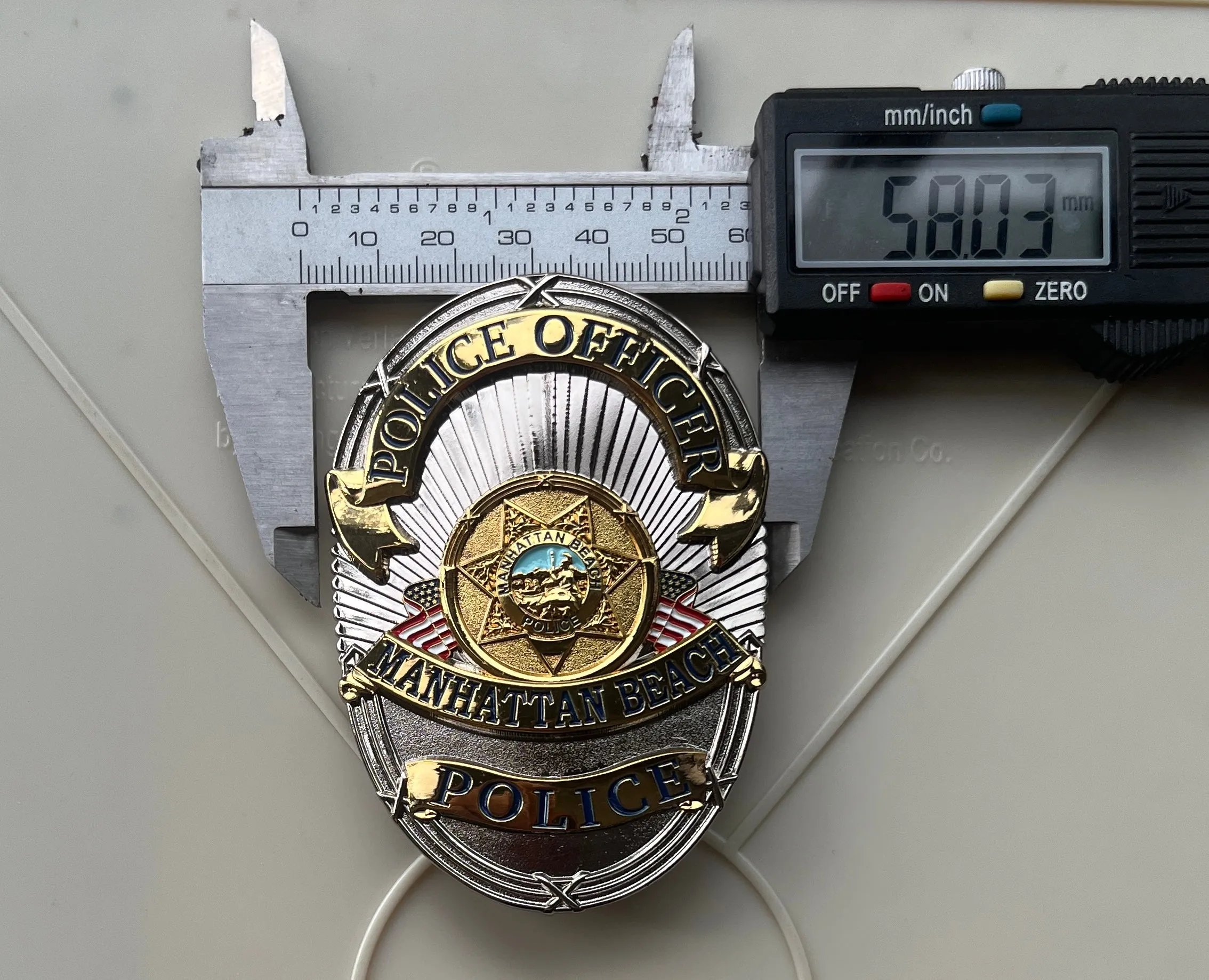 MANHATTAN BEACH POLICE REPLICA BADGE Customized badges