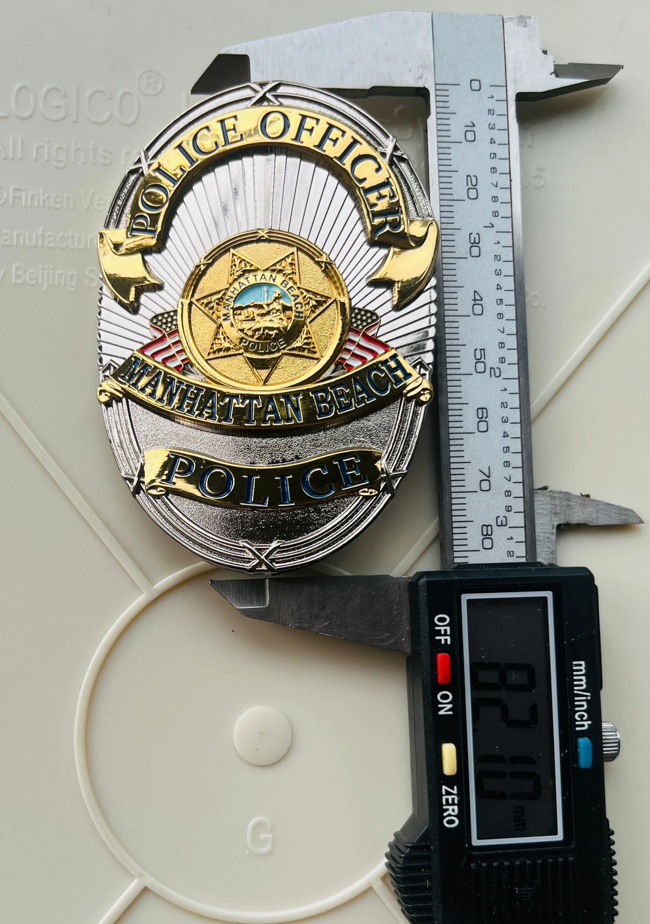 MANHATTAN BEACH POLICE REPLICA BADGE Customized badges