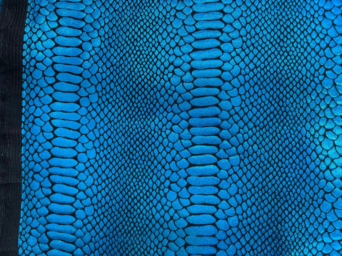 Metallic Snake Animal Print Fabrics - Lycra Spandex Fabric Sold By The Yard (Pick a Color)