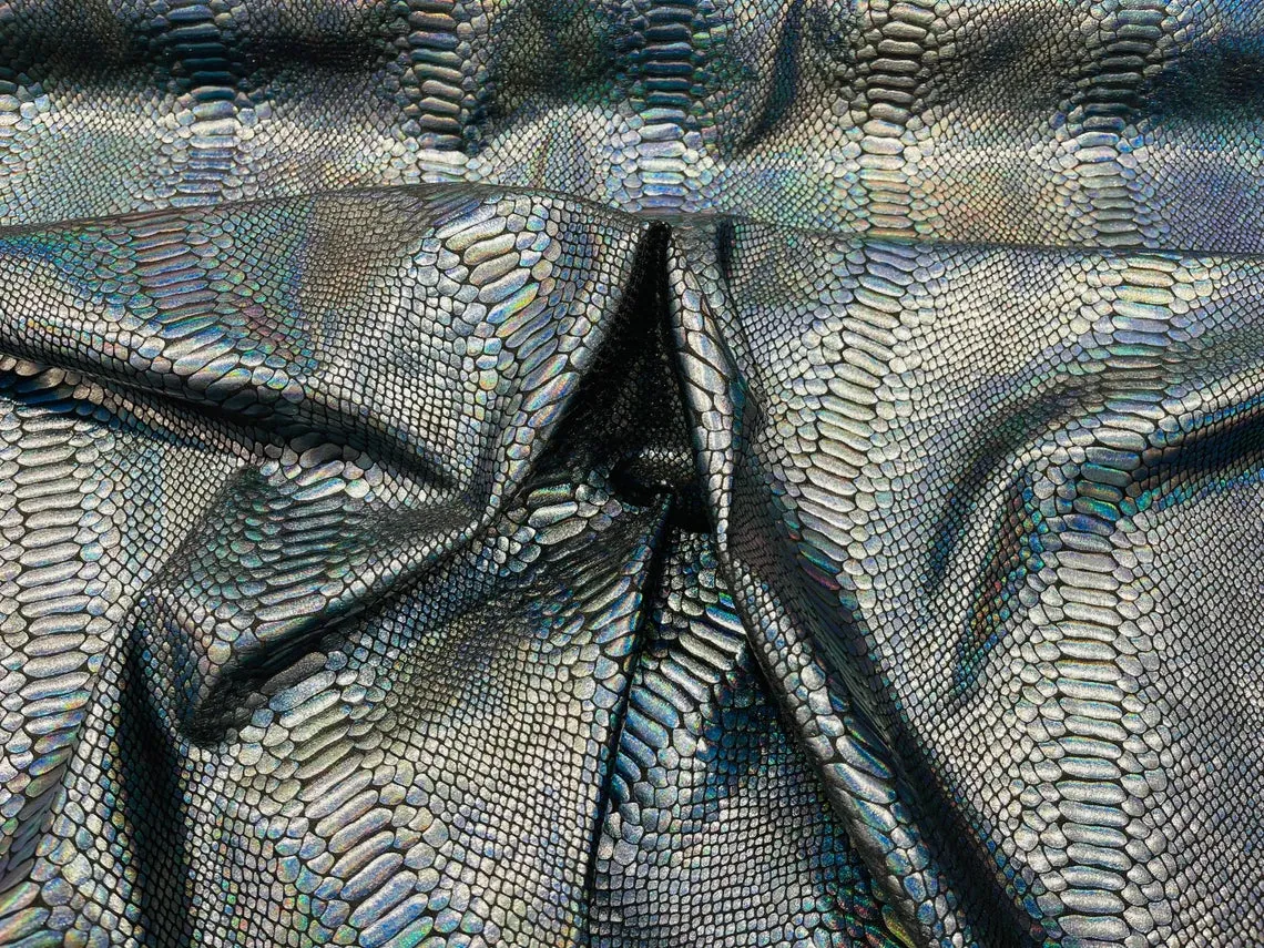 Metallic Snake Animal Print Fabrics - Lycra Spandex Fabric Sold By The Yard (Pick a Color)