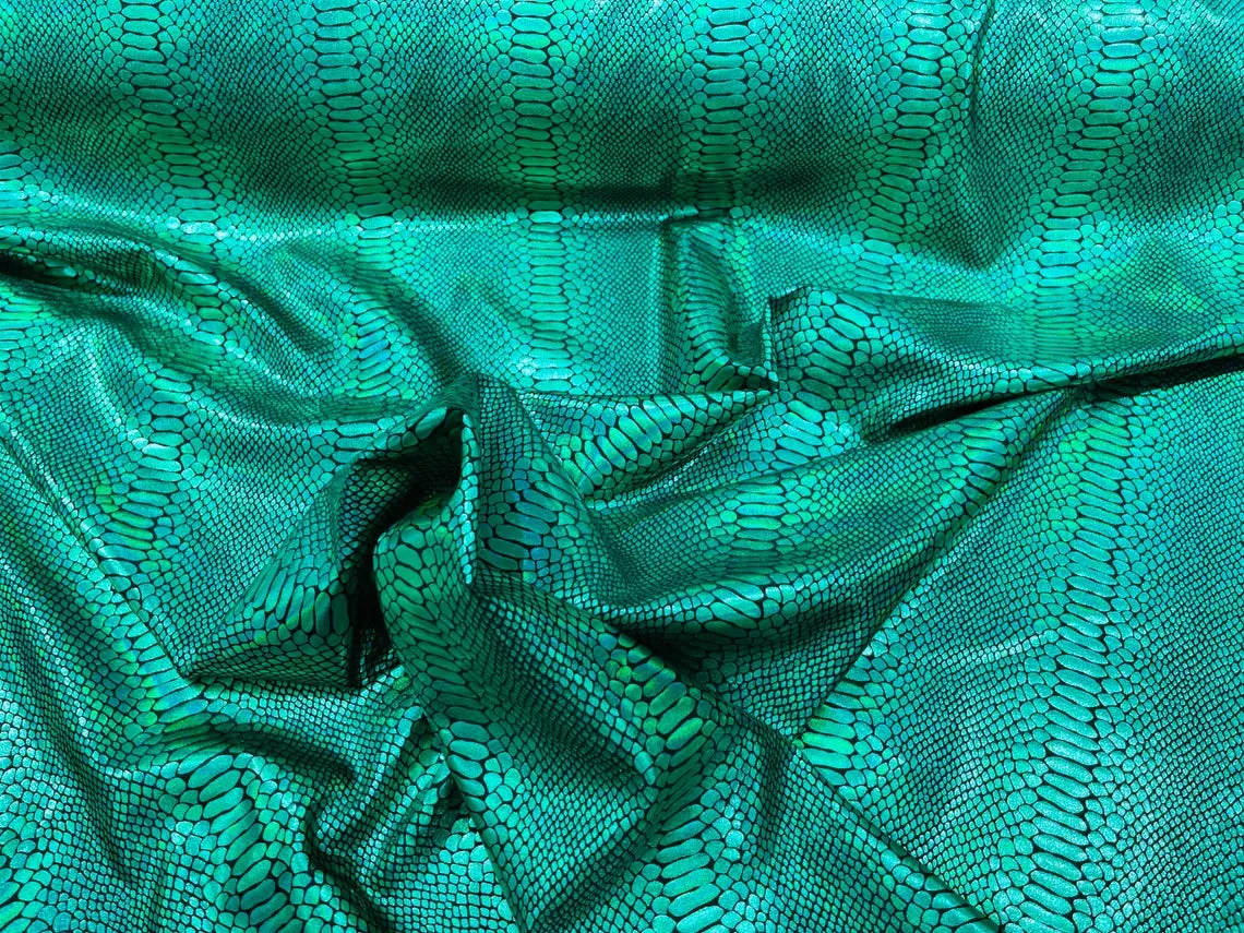 Metallic Snake Animal Print Fabrics - Lycra Spandex Fabric Sold By The Yard (Pick a Color)