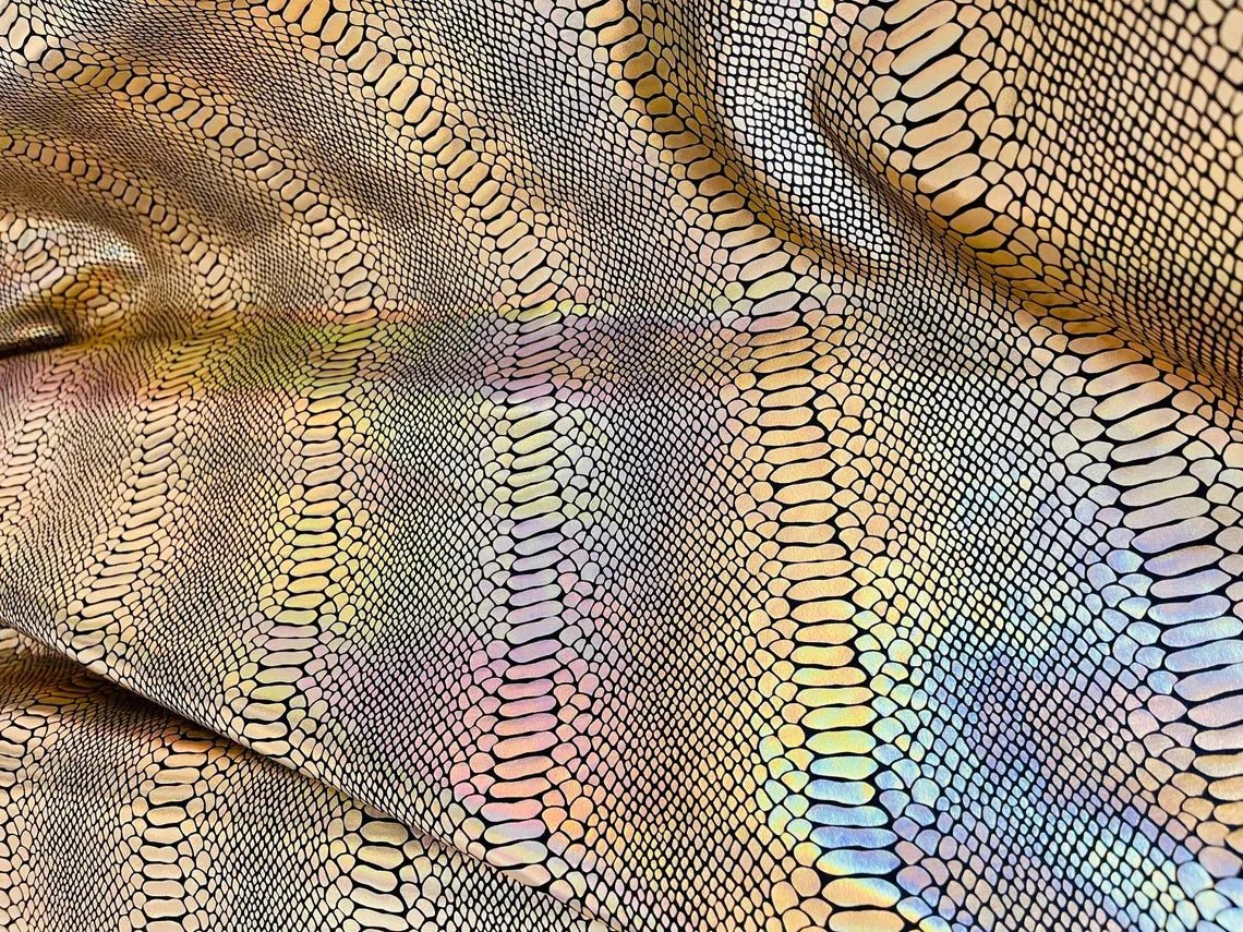 Metallic Snake Animal Print Fabrics - Lycra Spandex Fabric Sold By The Yard (Pick a Color)