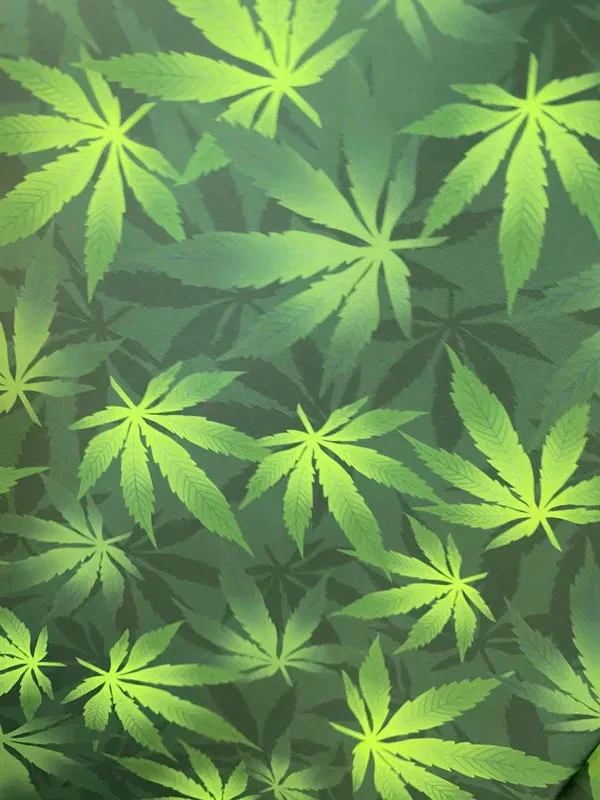 MJ Leaf Plant Print Fabrics - Lycra Spandex Fabric Sold By The Yard (Pick a Color)