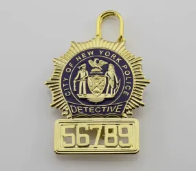 new 5 digit badge number New York department N.Y.P.D detective Replica metal shieldbadge