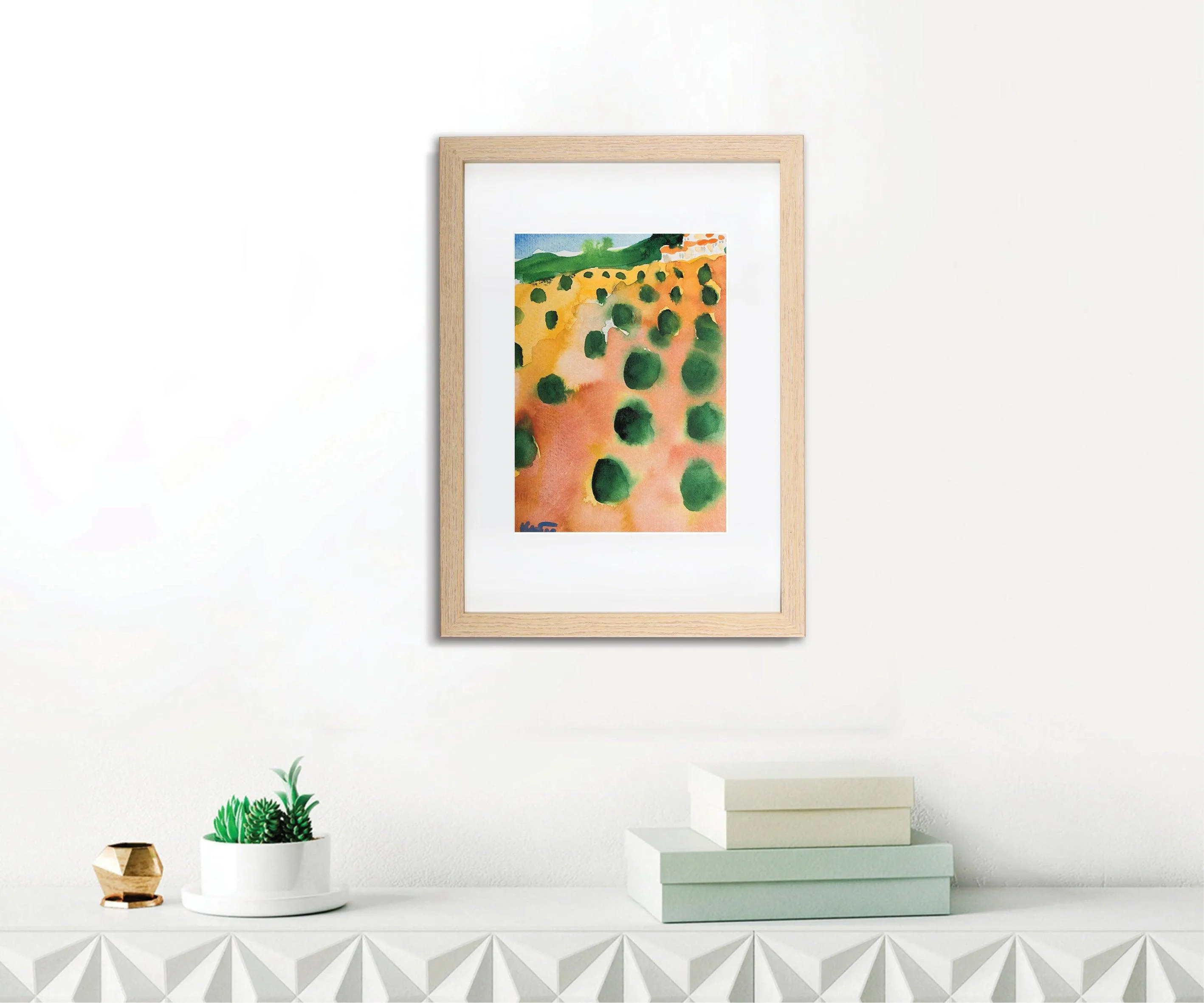 Olive trees landscape watercolor painting miniature painting plein air painting