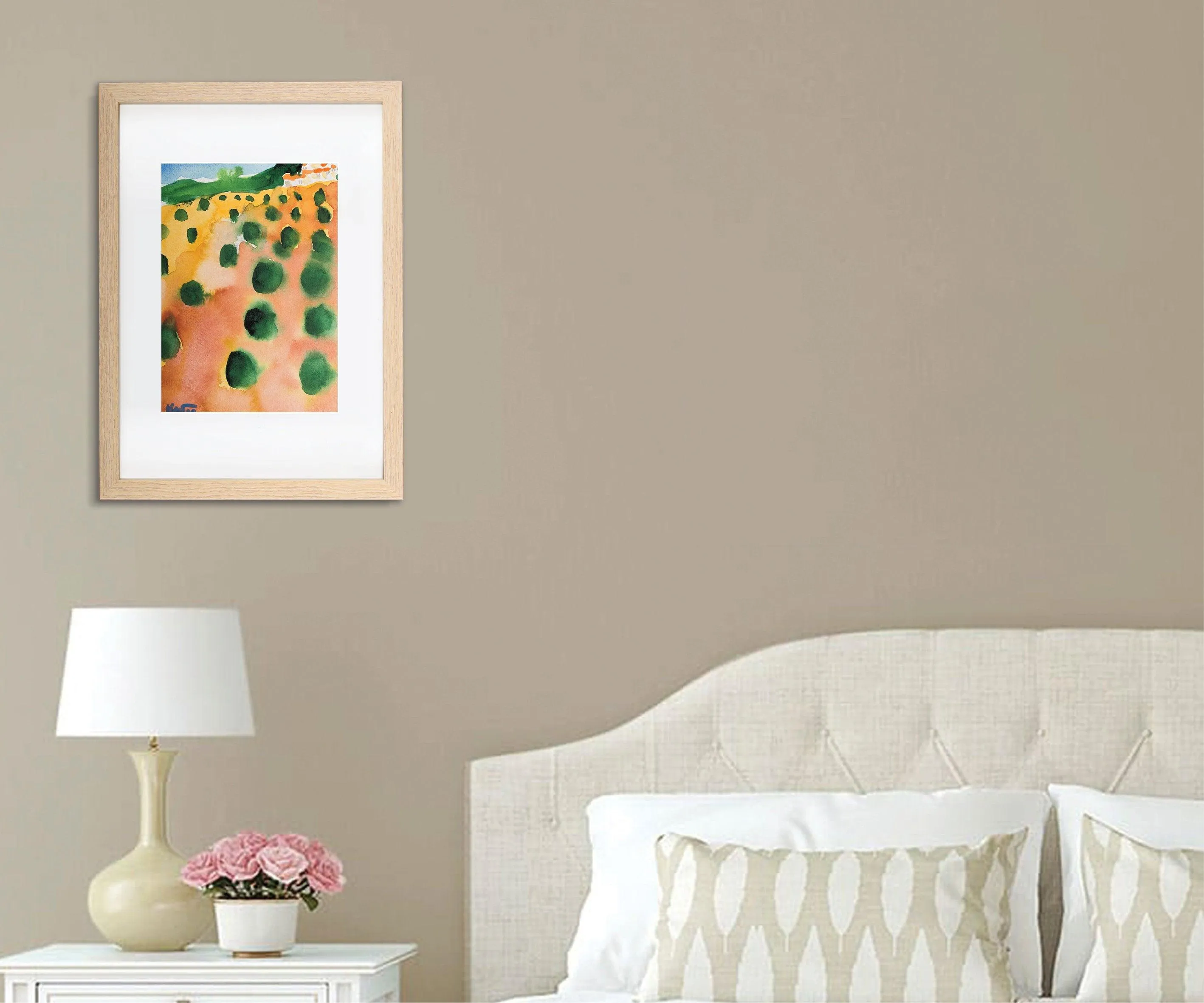 Olive trees landscape watercolor painting miniature painting plein air painting