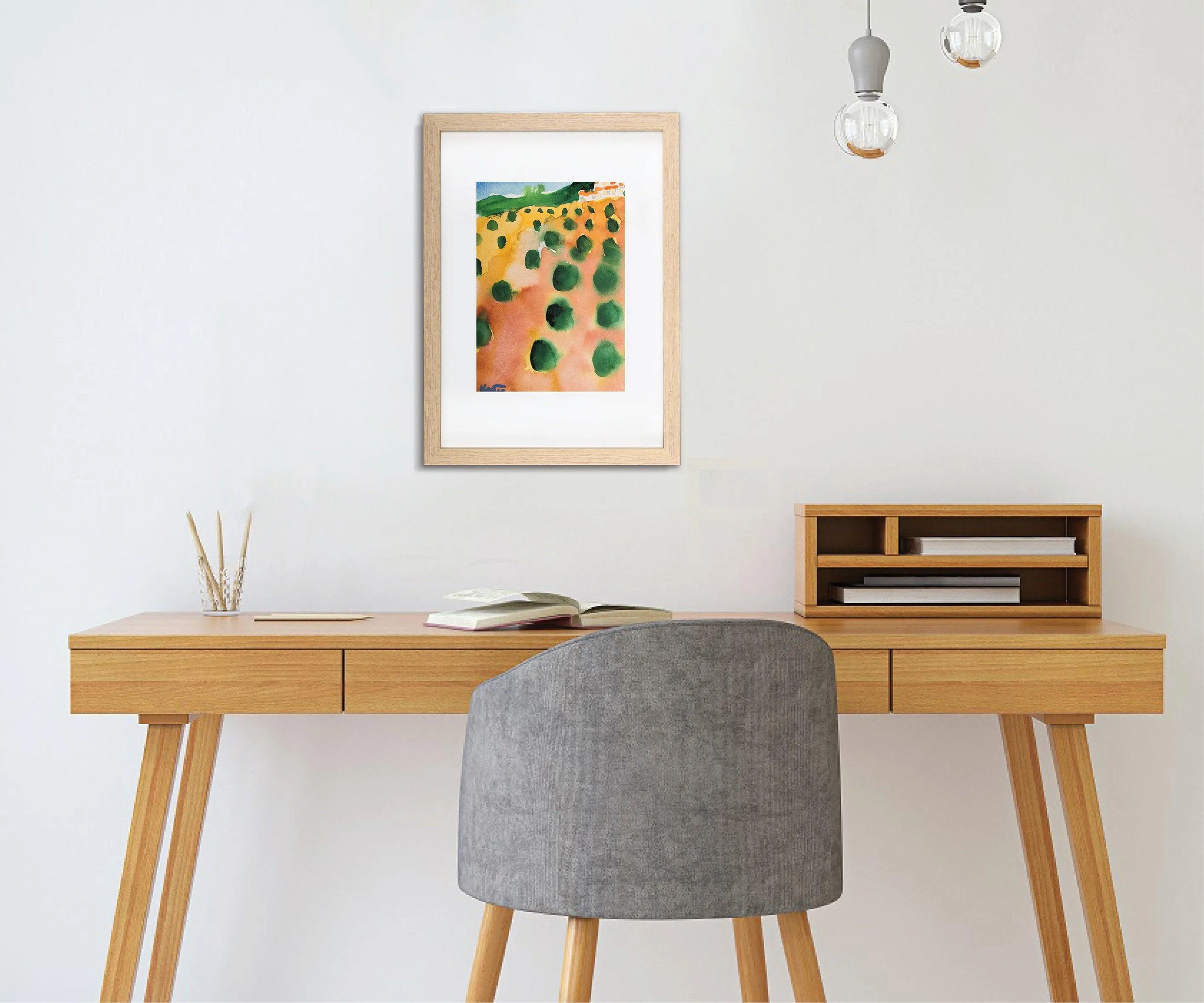 Olive trees landscape watercolor painting miniature painting plein air painting