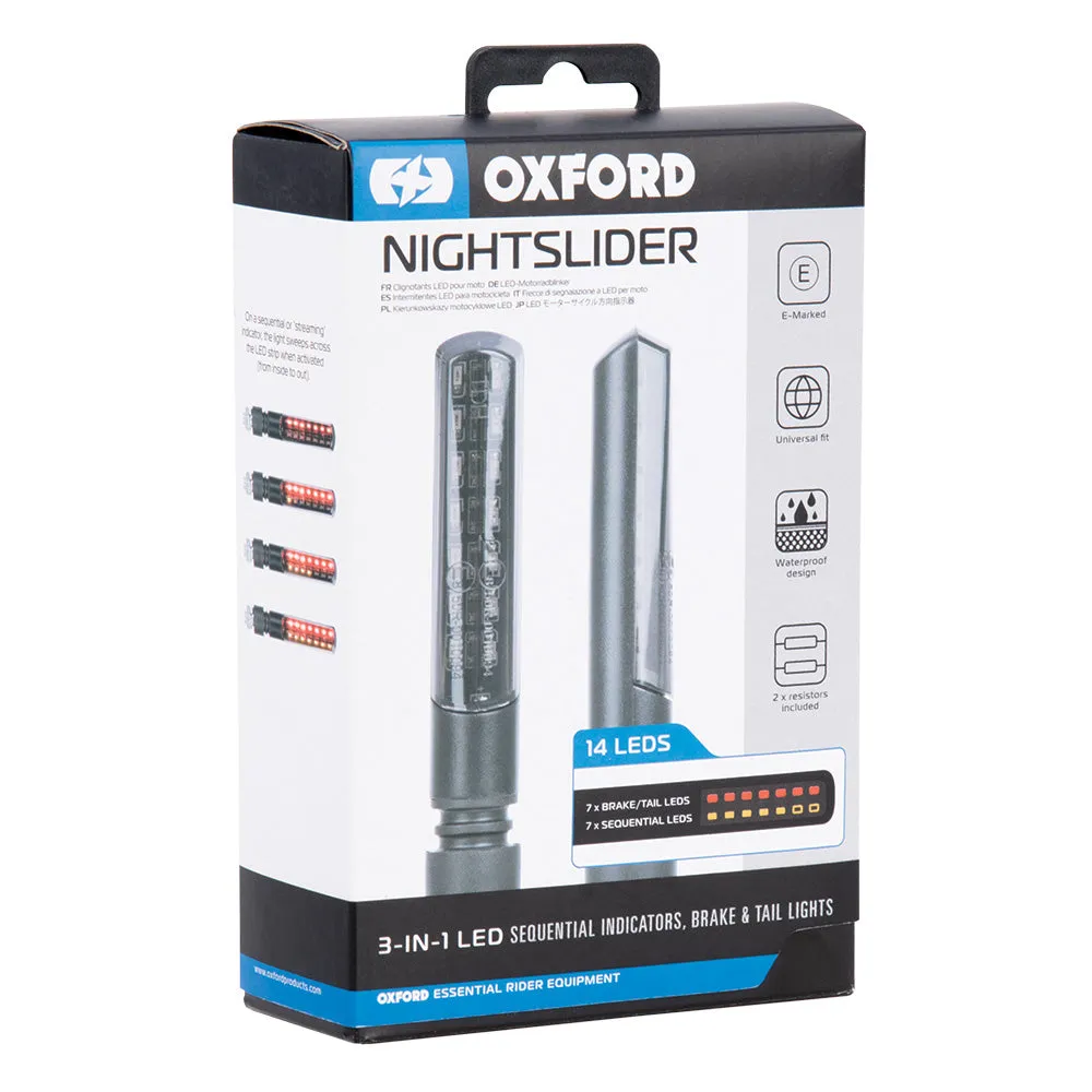 Oxford Night Slider 3 in 1 Sequential Indicators Motorcycle Lights (REAR)