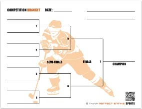 Perfect Strike Competition Brackets for Team tournaments or Skills competitions. Sheet Brackets for up to 8 participants. HOCKEY. 25 Sheets.