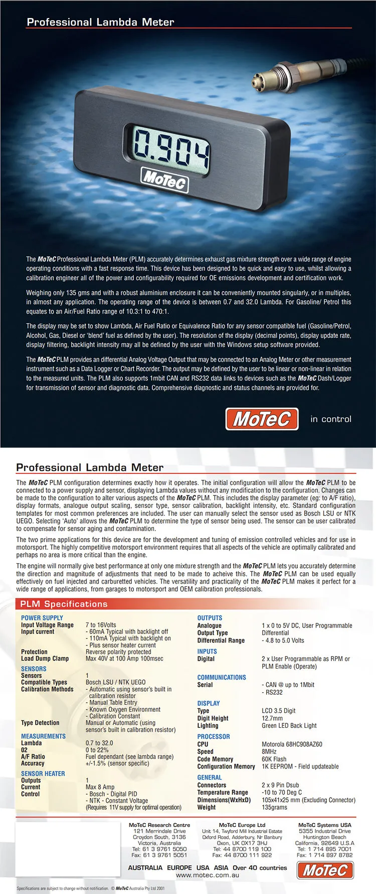PLM - Pro Lambda Meter Kit, LSU 4.0, 2.6m