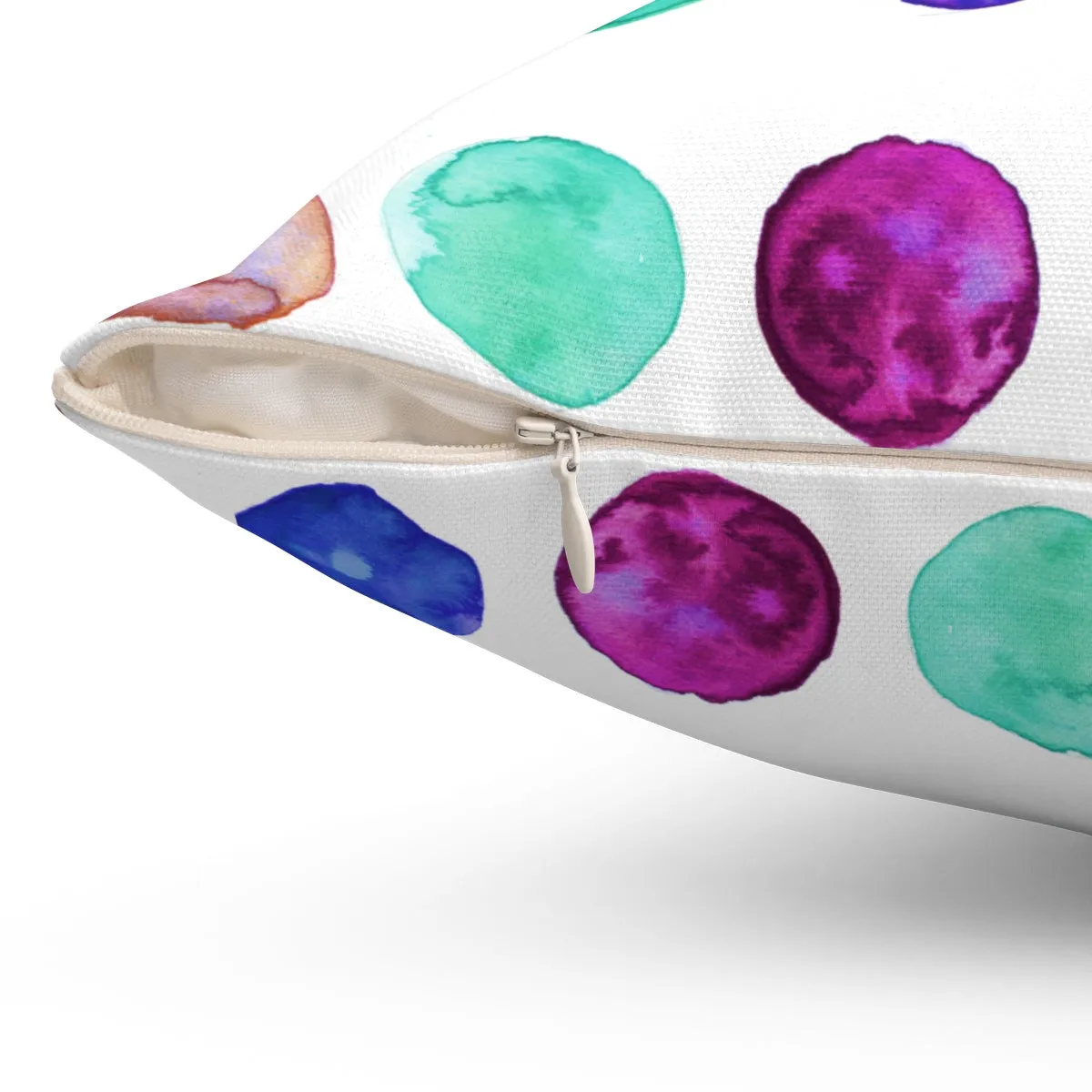 Polka Dots Pillow, Watercolor Dots Dotted Abstract Print Spun Polyester Pillow-Made in USA