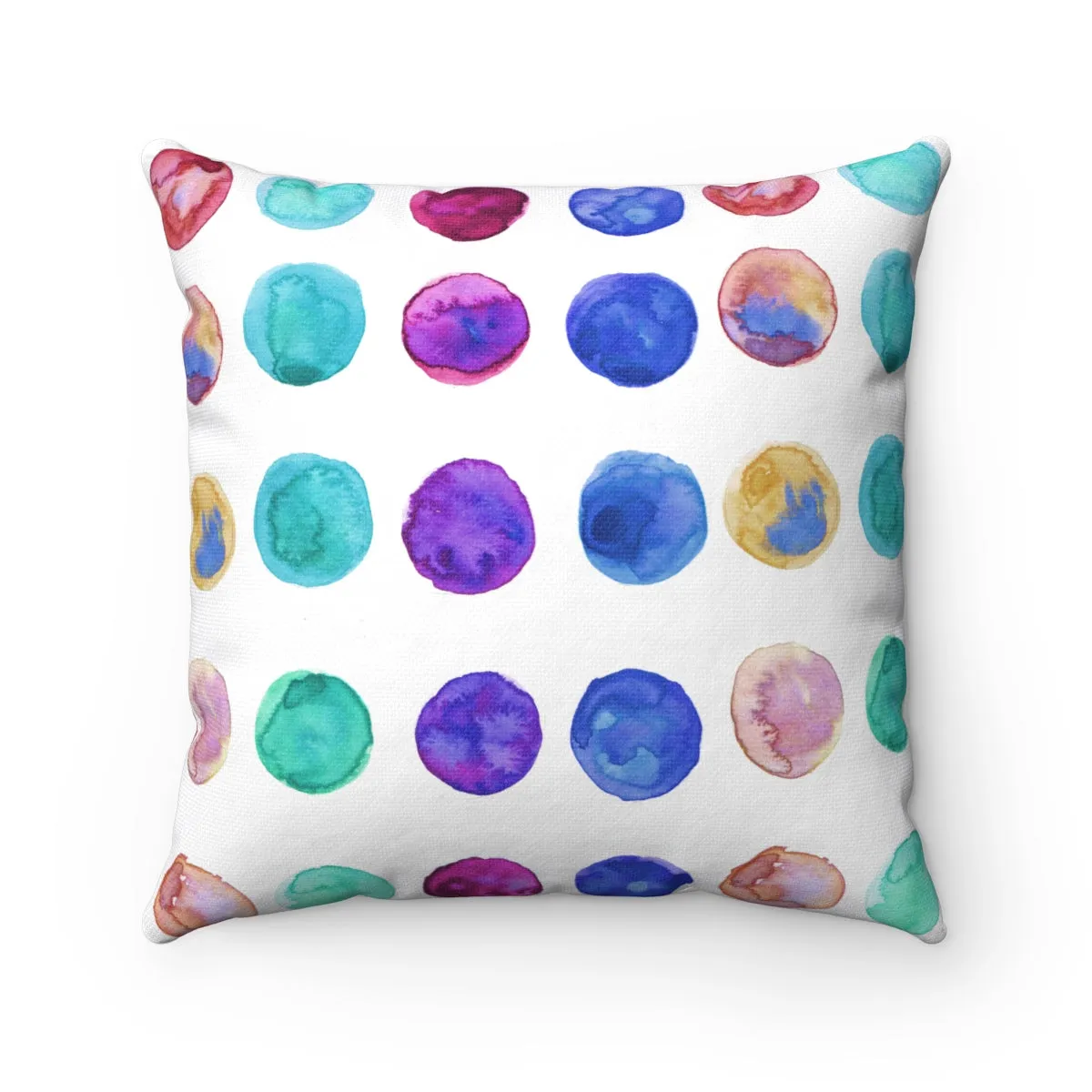 Polka Dots Pillow, Watercolor Dots Dotted Abstract Print Spun Polyester Pillow-Made in USA