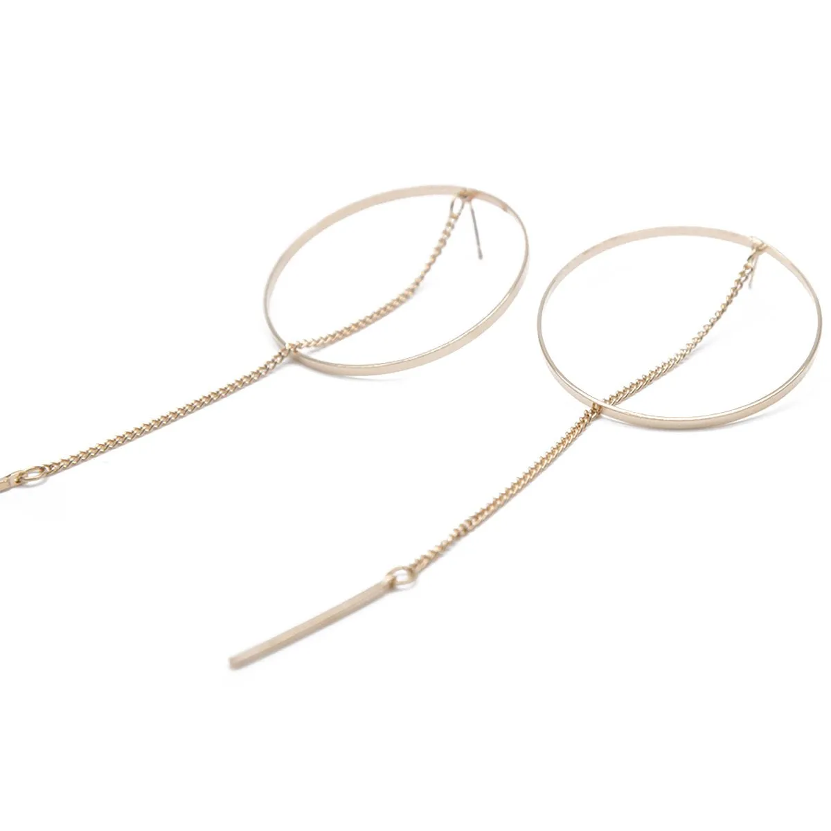 Punk Shellhard Unique Big Circles Earrings Charms Long Chain Tassel Drop Dangle Earring For Women Fashion Jewelry Bijoux