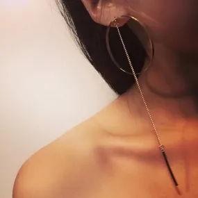 Punk Shellhard Unique Big Circles Earrings Charms Long Chain Tassel Drop Dangle Earring For Women Fashion Jewelry Bijoux