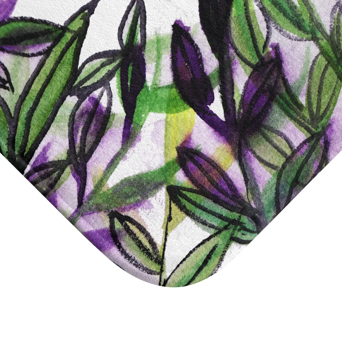 Real Fragrance Green Tropical Leaf Print Anti-Slip Microfiber Bath Mat  -Printed in USA