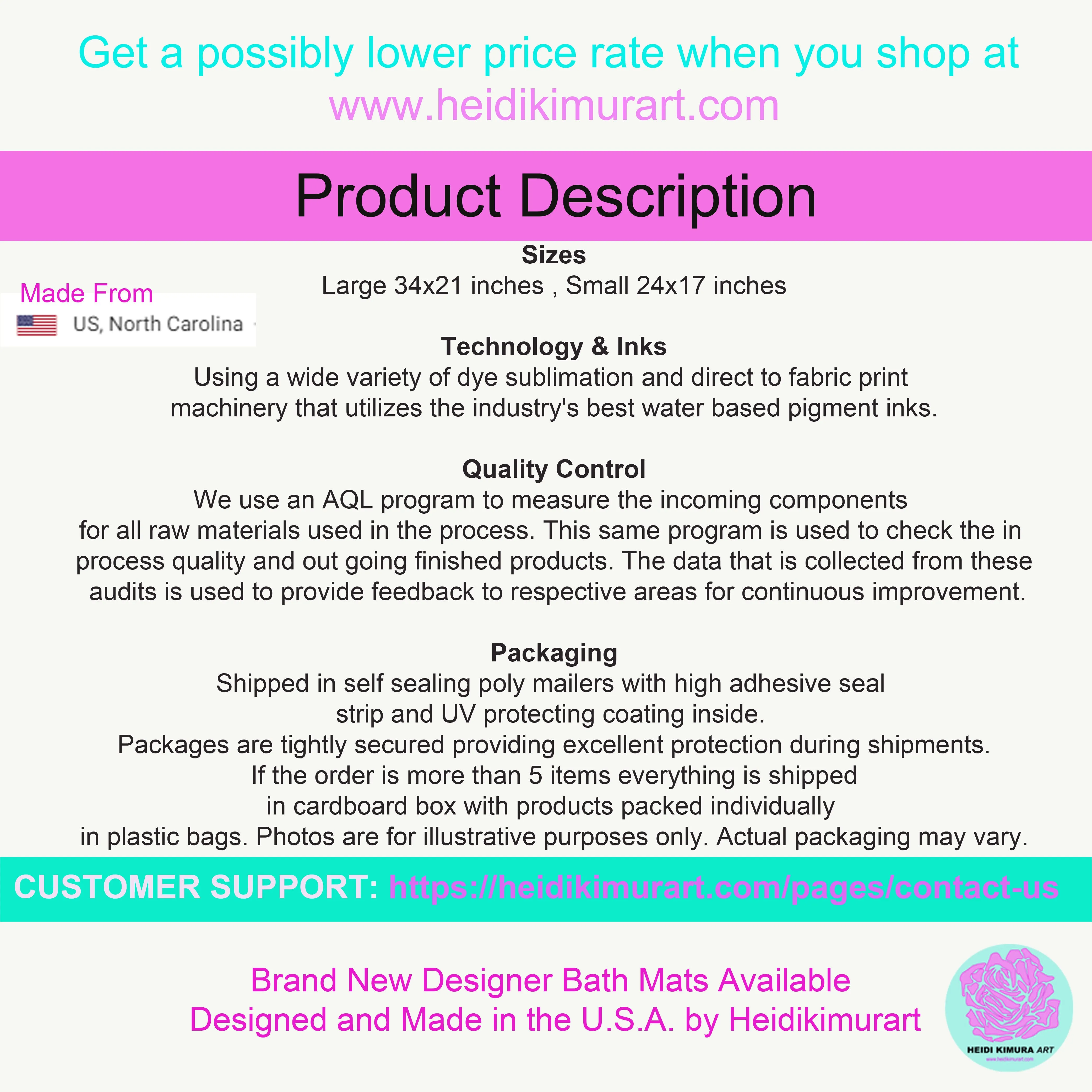 Real Fragrance Green Tropical Leaf Print Anti-Slip Microfiber Bath Mat  -Printed in USA