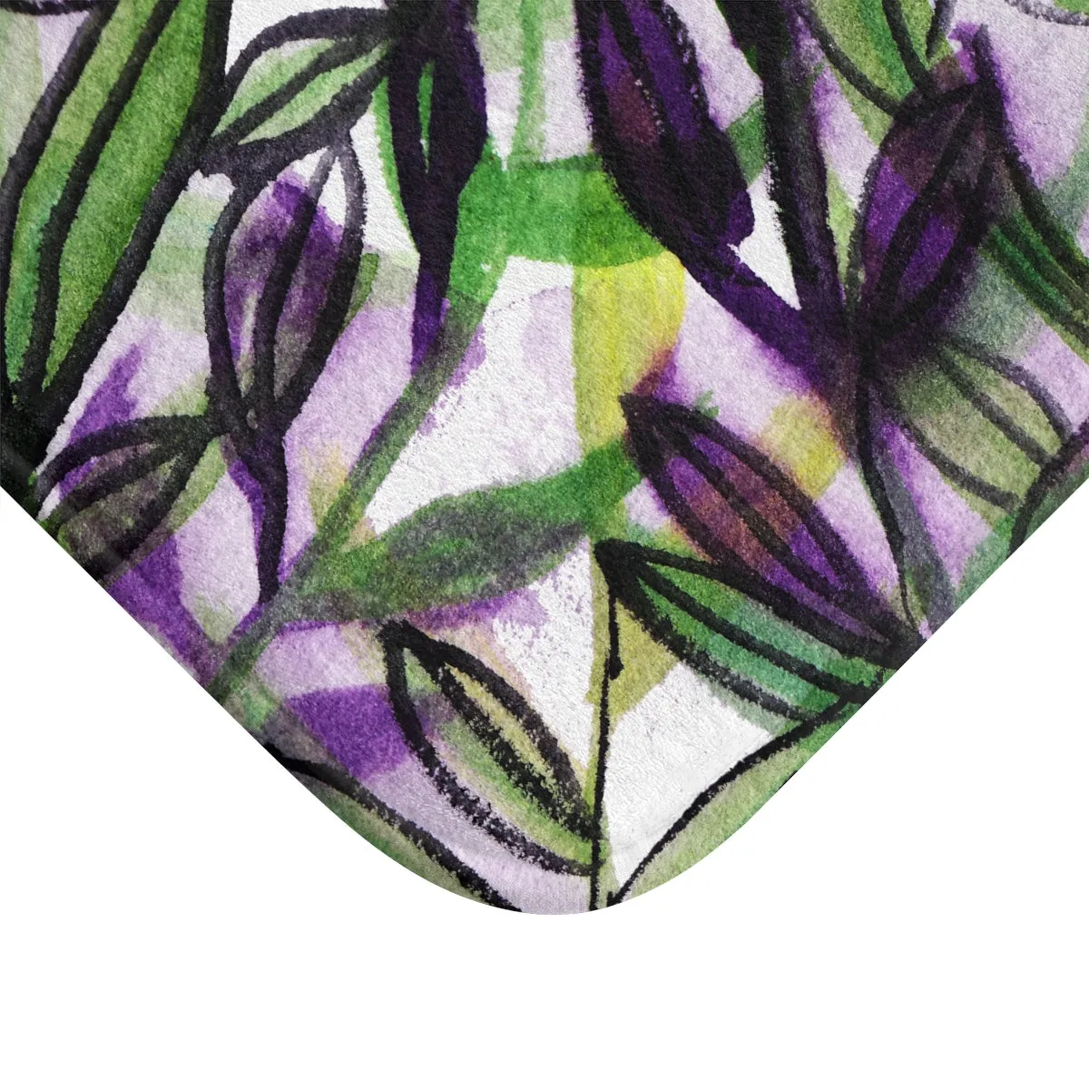 Real Fragrance Green Tropical Leaf Print Anti-Slip Microfiber Bath Mat  -Printed in USA