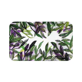 Real Fragrance Green Tropical Leaf Print Anti-Slip Microfiber Bath Mat  -Printed in USA