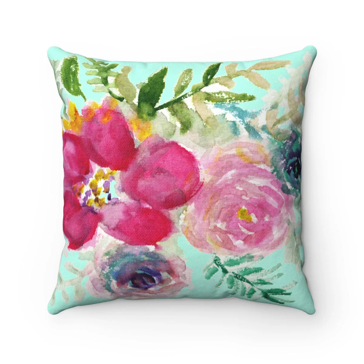 Red Rose Girlie Floral Wreath Spun Polyester Square 2-pc Pillow Cover Set