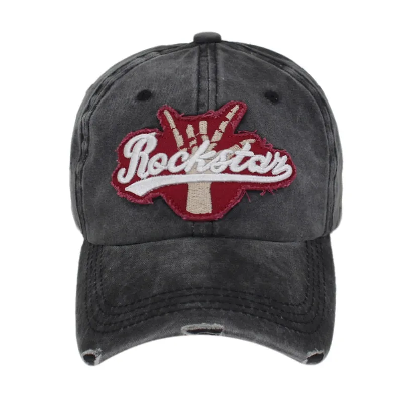 Rockstar Snapback Caps Dad Hats For Men Casquette Bone Washed Fitted Gorras Vintage Baseball Hat Cap