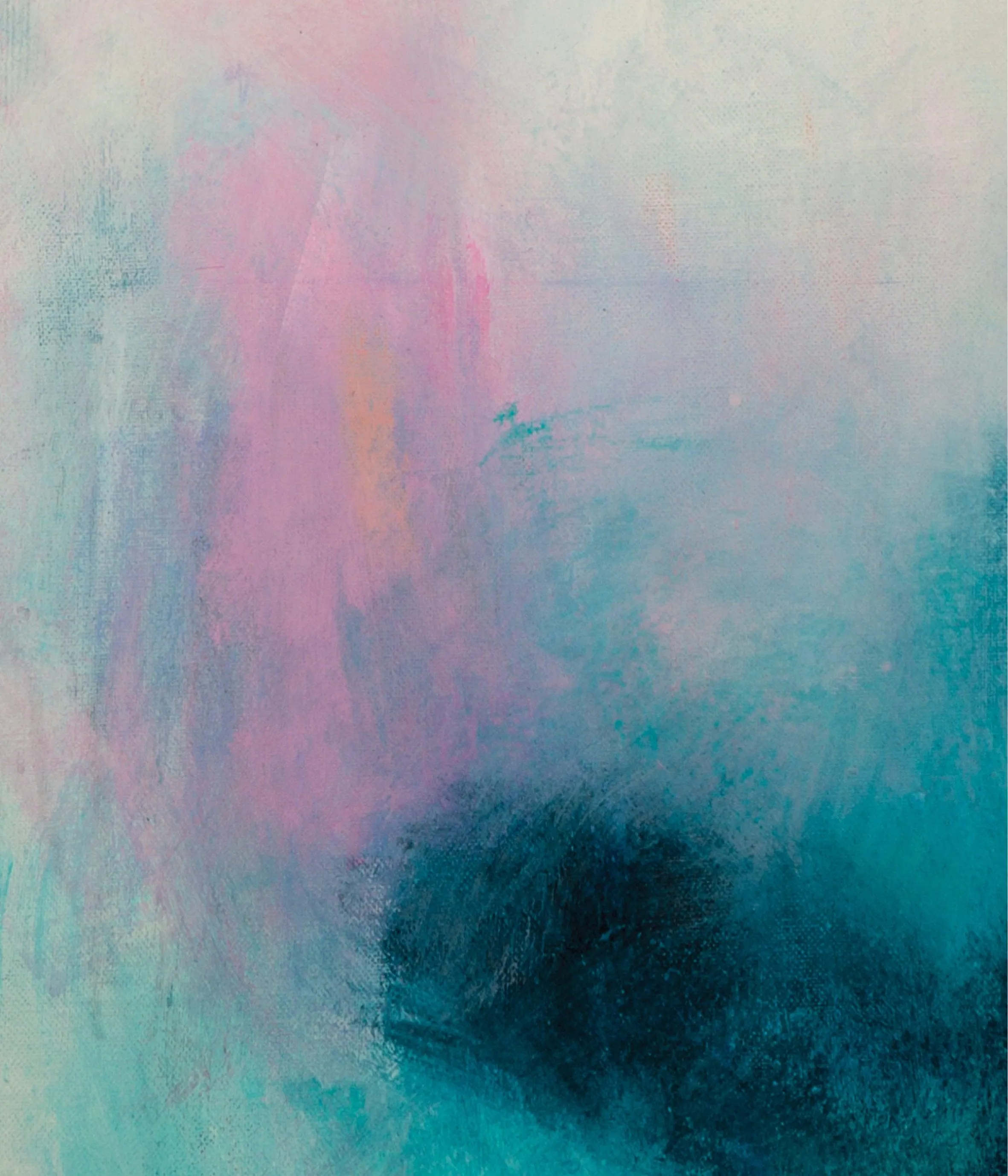 Set of 3 teal aqua blue abstract seascape art, Blush pink wall art set, Teal Abstract landscape