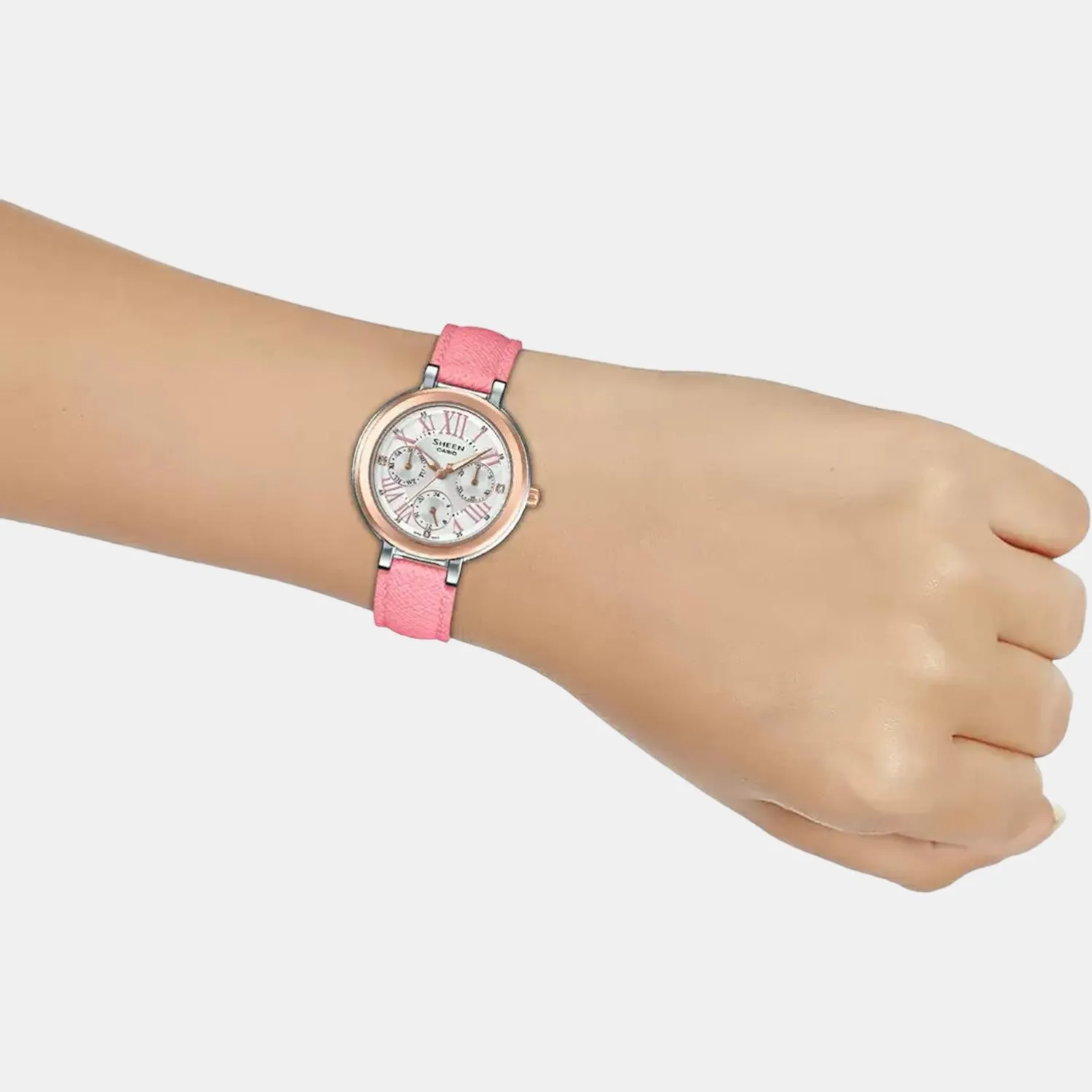 Sheen Women's Chronograph Leather Watch SX195 - SHE-3034BGL-7AUDR