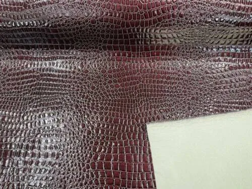 Shiny Alligator Print Vinyl  Fabric - 54" Width Realistic Faux Leather Sold By The Yard (Pick A Color)