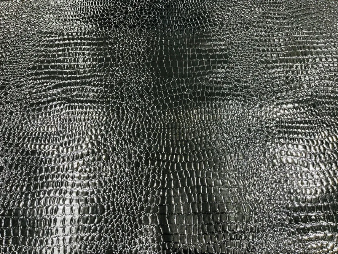 Shiny Alligator Print Vinyl  Fabric - 54" Width Realistic Faux Leather Sold By The Yard (Pick A Color)