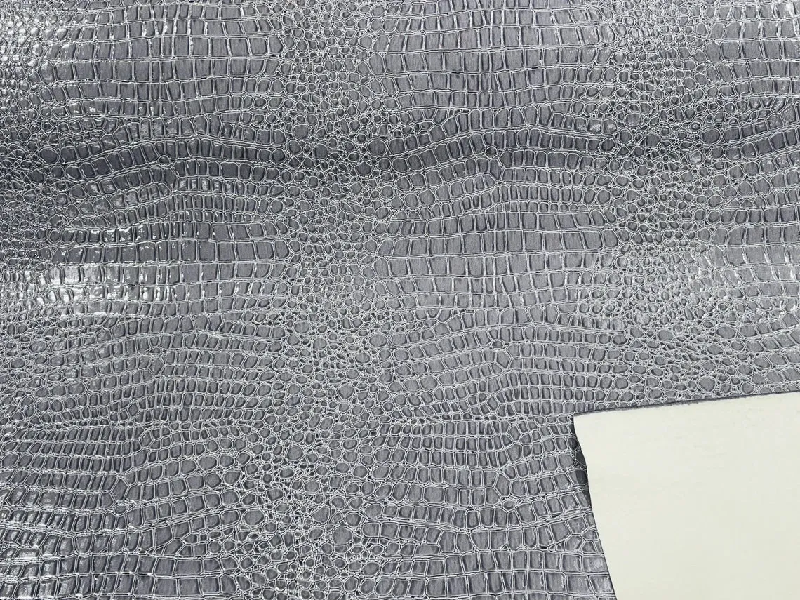Shiny Alligator Print Vinyl  Fabric - 54" Width Realistic Faux Leather Sold By The Yard (Pick A Color)