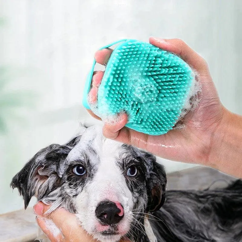 Soft Silicone Pet Bathing Brush – Shampoo Dispenser & Massager for Dogs and Cats