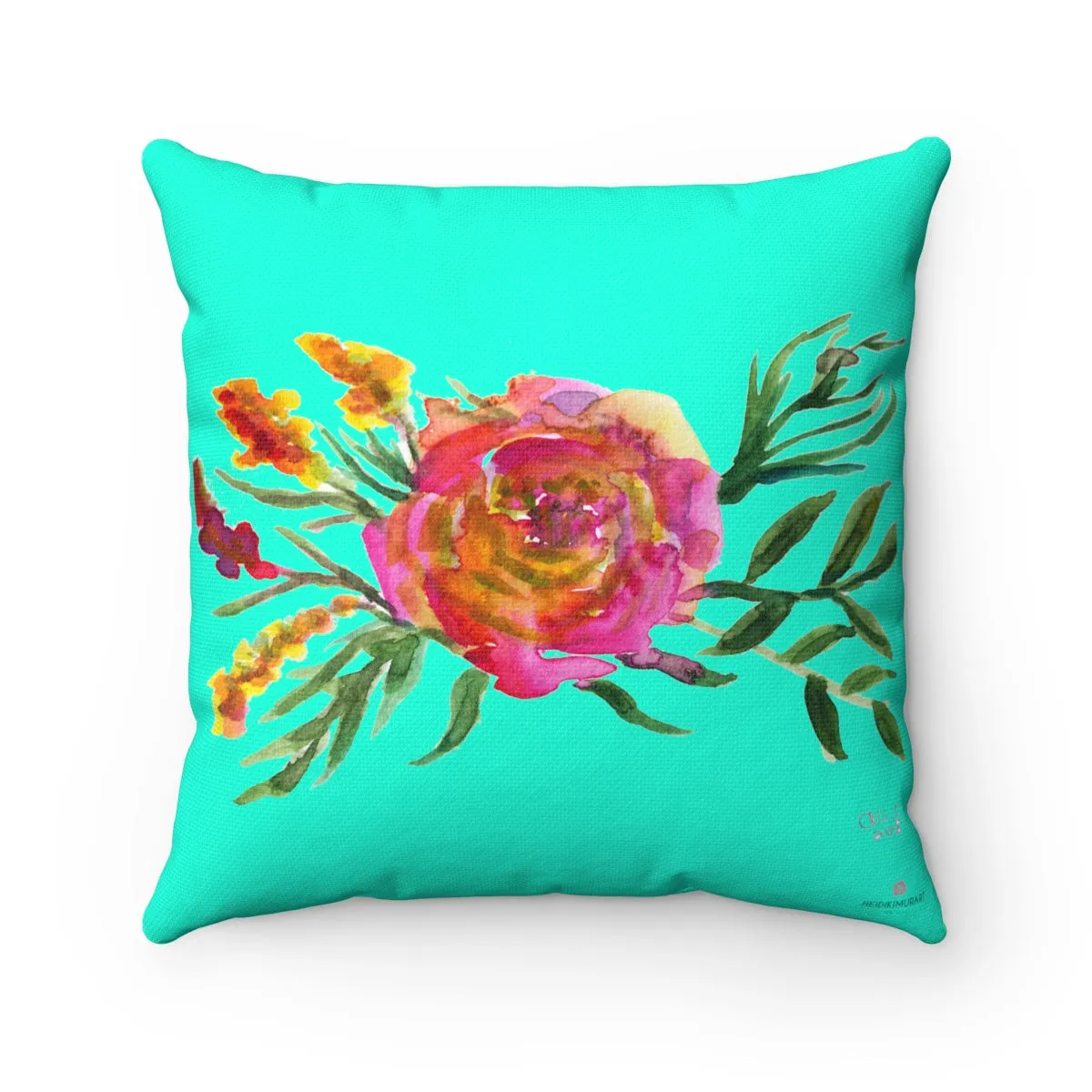Spring Pink Rose Girlie Floral Wreath Spun Polyester Square Pillow Cover Set