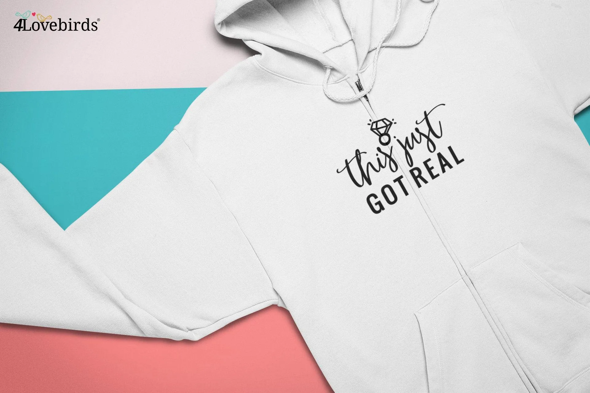 This just got real Hoodie, Marriage T-shirt, Honeymoon Sweatshirt, Gift for Couple, Cute Married Couple Longsleeve, Just married