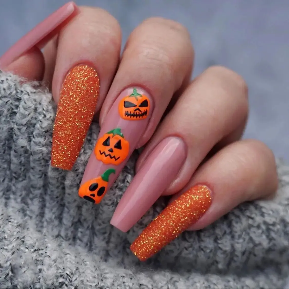 Toleet-Helloween sminken 24P/Set Halloween Fake Nails Art Ghost Face Pumpkin Spooky Designer Girls Party Press on Nail Tips Wearable Stick on Nails False