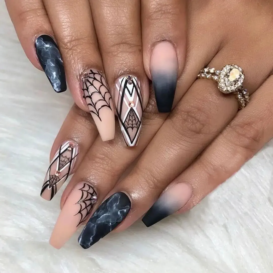 Toleet-Helloween sminken 24P/Set Halloween Fake Nails Art Ghost Face Pumpkin Spooky Designer Girls Party Press on Nail Tips Wearable Stick on Nails False