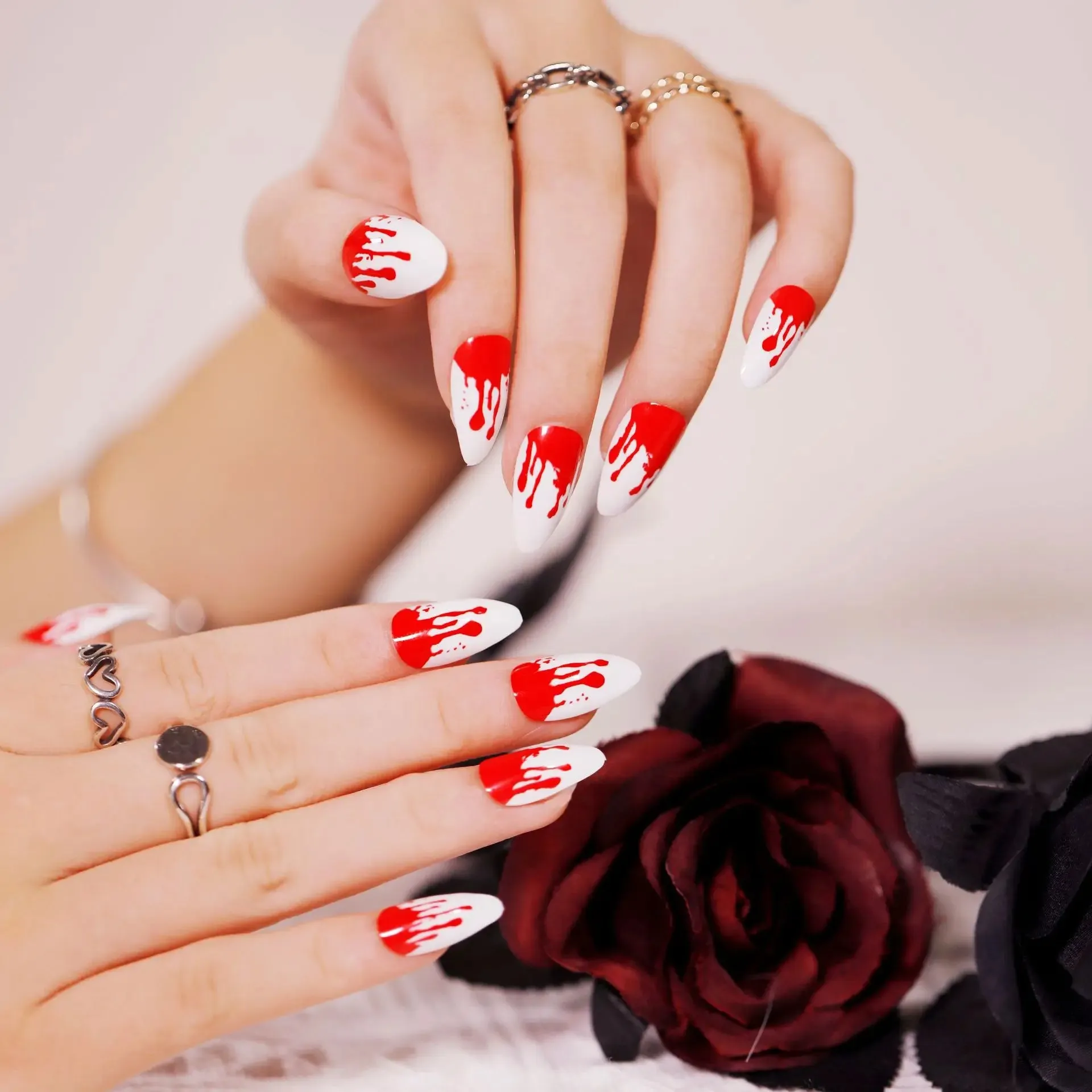 Toleet-Helloween sminken 24P/Set Halloween Fake Nails Art Ghost Face Pumpkin Spooky Designer Girls Party Press on Nail Tips Wearable Stick on Nails False