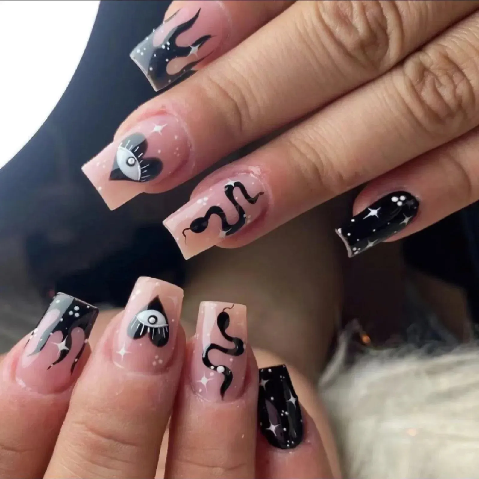 Toleet-Helloween sminken 24P/Set Halloween Fake Nails Art Ghost Face Pumpkin Spooky Designer Girls Party Press on Nail Tips Wearable Stick on Nails False