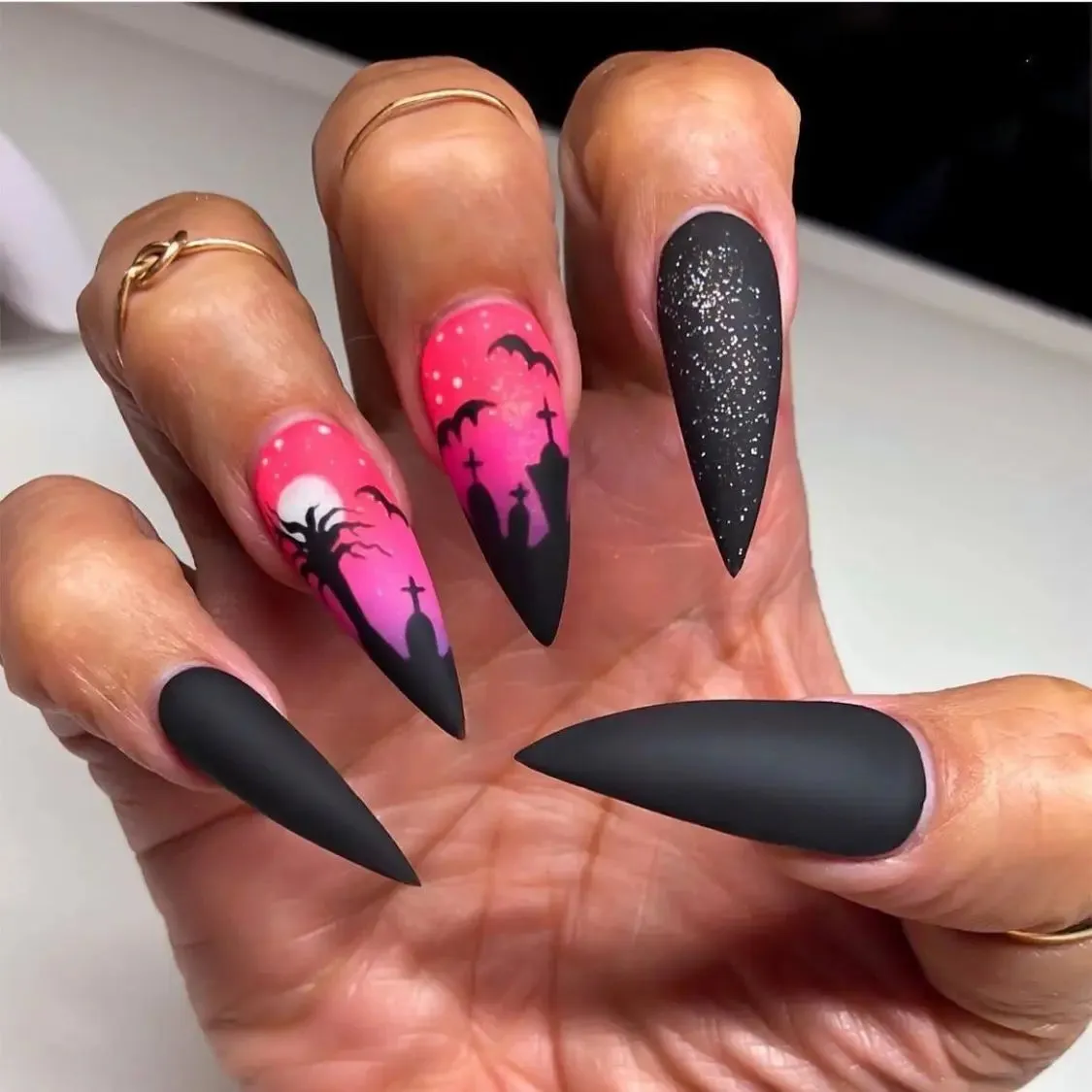 Toleet-Helloween sminken 24P/Set Halloween Fake Nails Art Ghost Face Pumpkin Spooky Designer Girls Party Press on Nail Tips Wearable Stick on Nails False