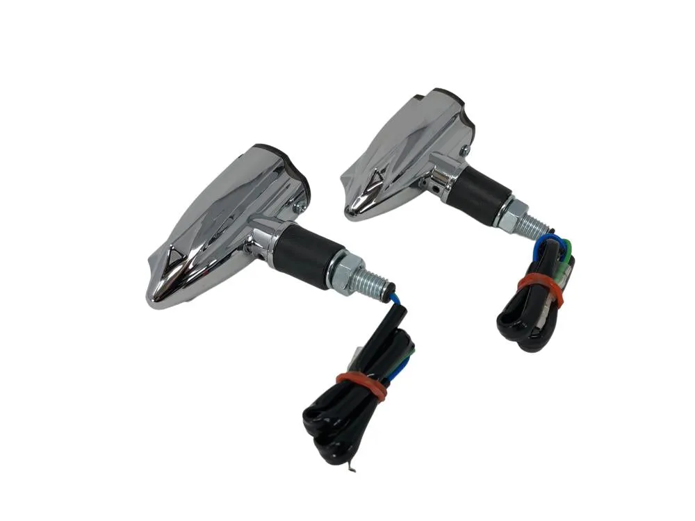 Turn Signal Set (2) Stream LED - Chrome, Smoke Lens - Highway Hawk H68-676